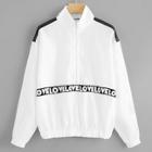 Shein Zip Front Letter Print Jacket