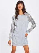 Shein Contrast Sequin Sleeve Sweatshirt Dress