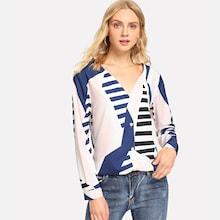 Shein V Neckline Geometric Print Blouse