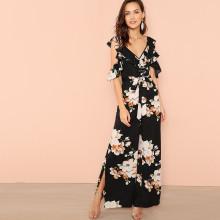 Shein Flower Print Wide Leg Jumpsuit