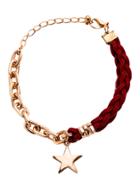 Shein Red Braided Star Pendant Charm Bracelet