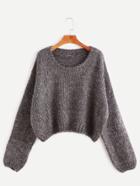 Shein Dark Grey Drop Shoulder Crop Sweater