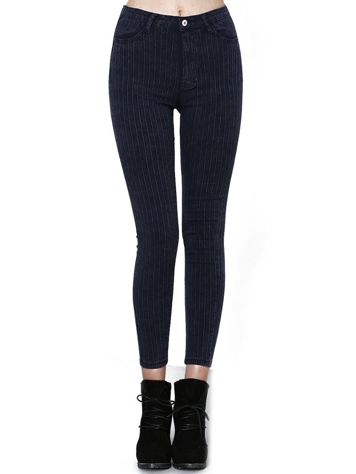 Shein Navy Vertical Stripe Skinny Pant