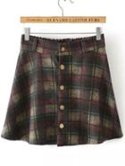 Shein Colour Elastic Waist Plaid Buttons Skirt