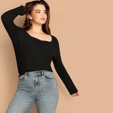 Shein Plus Ruched Front Form Fitted Tee