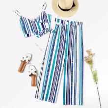 Shein Striped Knot Side Cami With Pants