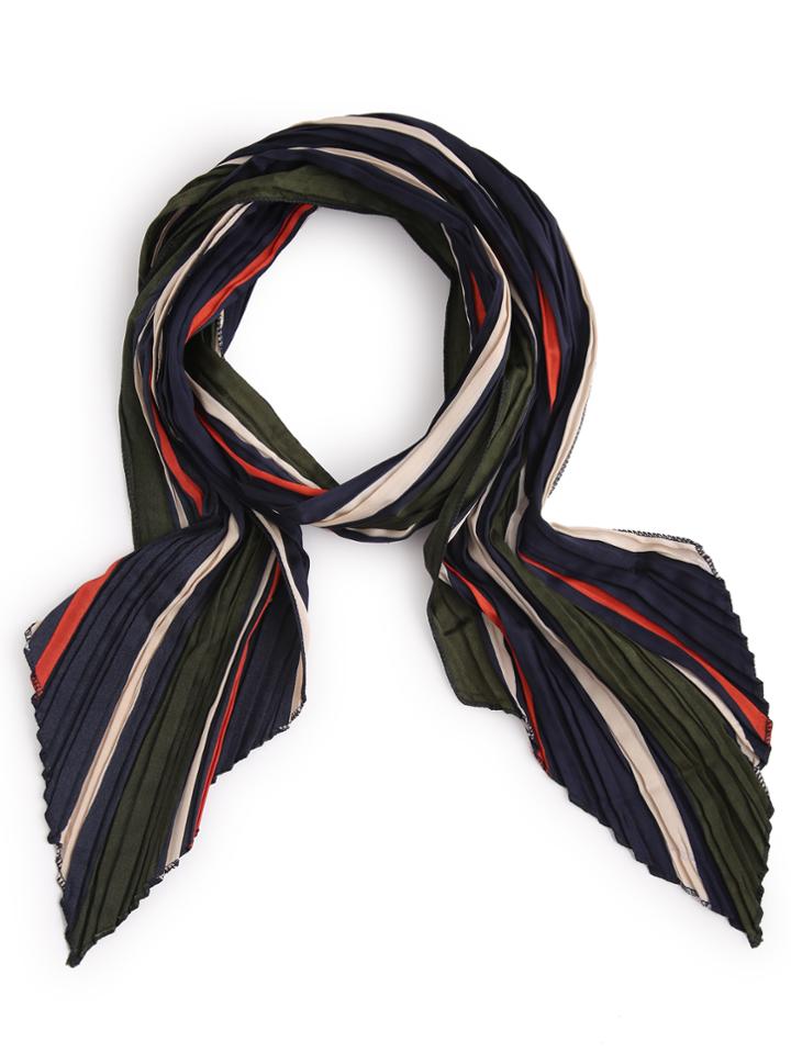 Shein Multicolor Folding Stripe Satin Scarf