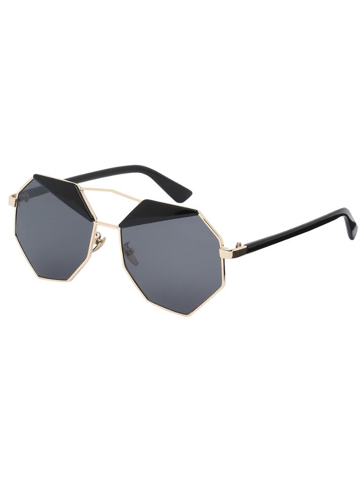 Shein Golden Frame Grey Lenses Polygon Sunglasses