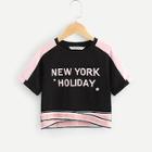Shein Girls Cross Tape Hem Color Block Tee