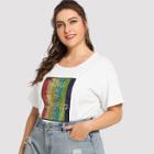 Shein Plus Sequin Rainbow Embellished Front Tee