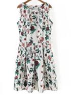 Shein Multicolor Sleeveless Pleated Floral Print Dress