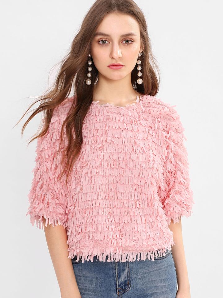 Shein Allover Fringe Top