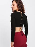 Shein Lace Up Back Crop Knitwear