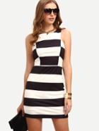Shein Black White Striped Sleeveless Bodycon Dress