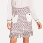 Shein Pocket Front Fringe Detail Plaid Skirt