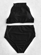 Shein Mock Neck High Waist Bikini Set