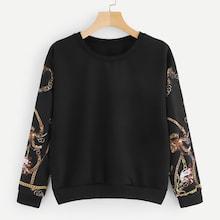 Shein Contrast Chain Print Sweatshirt