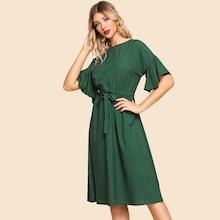 Shein Drawstring Waist Solid Dress