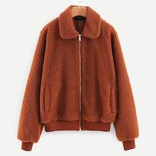 Shein Zipper Fly Teddy Jacket