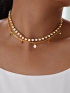Shein Rhinestone & Sequin Design Chain Necklace