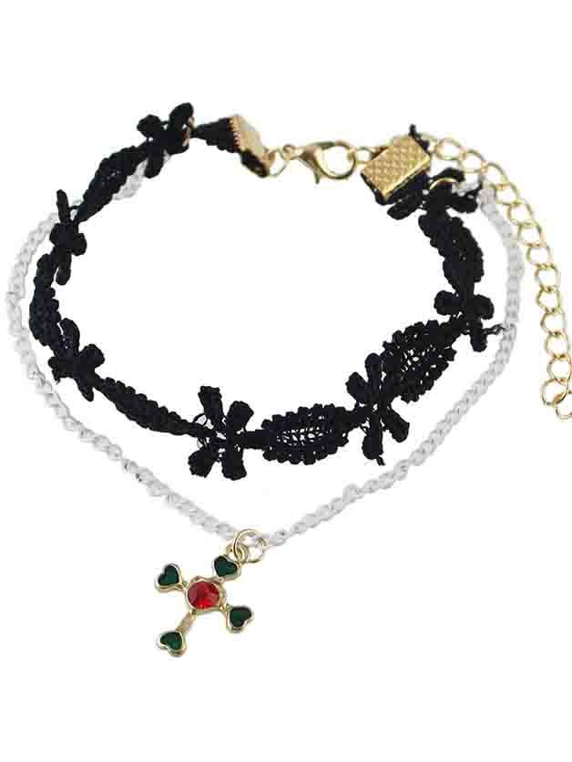 Shein Gothic Style Lace Flower Silver Color Chain Anklet