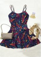 Rosewe Fireworks Print Tummy Control Mini Camisole Dress