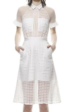 Shein White Shutter Collars Transparent Sexual Slutty Ethereal Short Sleeve Hollow Sheer Dress