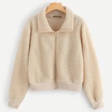 Shein Zip Front Teddy Jacket