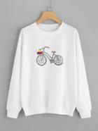 Shein Bicycle Print Sweatshirt
