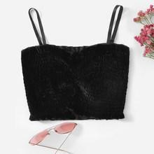 Shein Frill Trim Shirred Velvet Cami Top