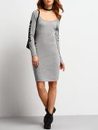 Shein Grey Scoop Neck Letters Print Ripped Dress