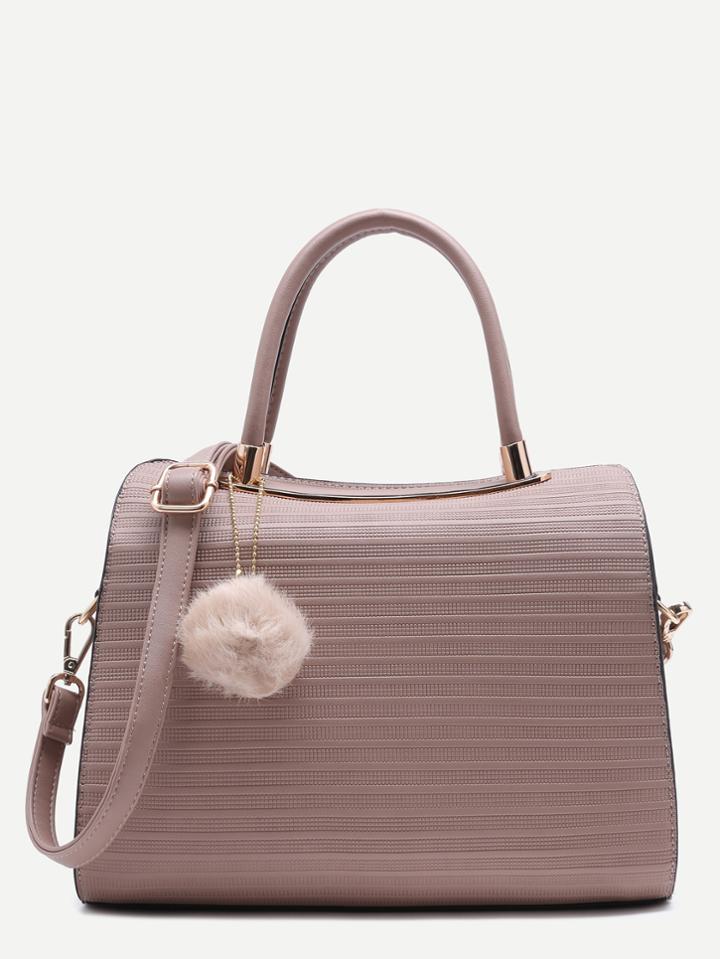 Shein Pom Pom Embossed Pu Bowling Bag