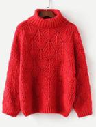 Shein Textured Pointelle Turtleneck Sweater
