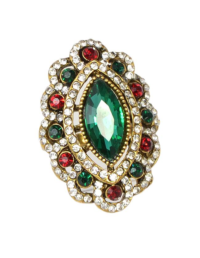 Shein Green Rhinestone Women Ring