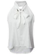 Shein White Knotted Double Layer Chiffon Blouse