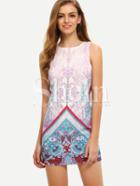 Shein Multicolor Print Sleeveless Zipper Back Dress