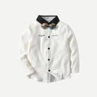 Shein Boys Contrast Collar Shirt With Bow