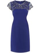 Shein Blue Gauze Embroidered Sheath Dress