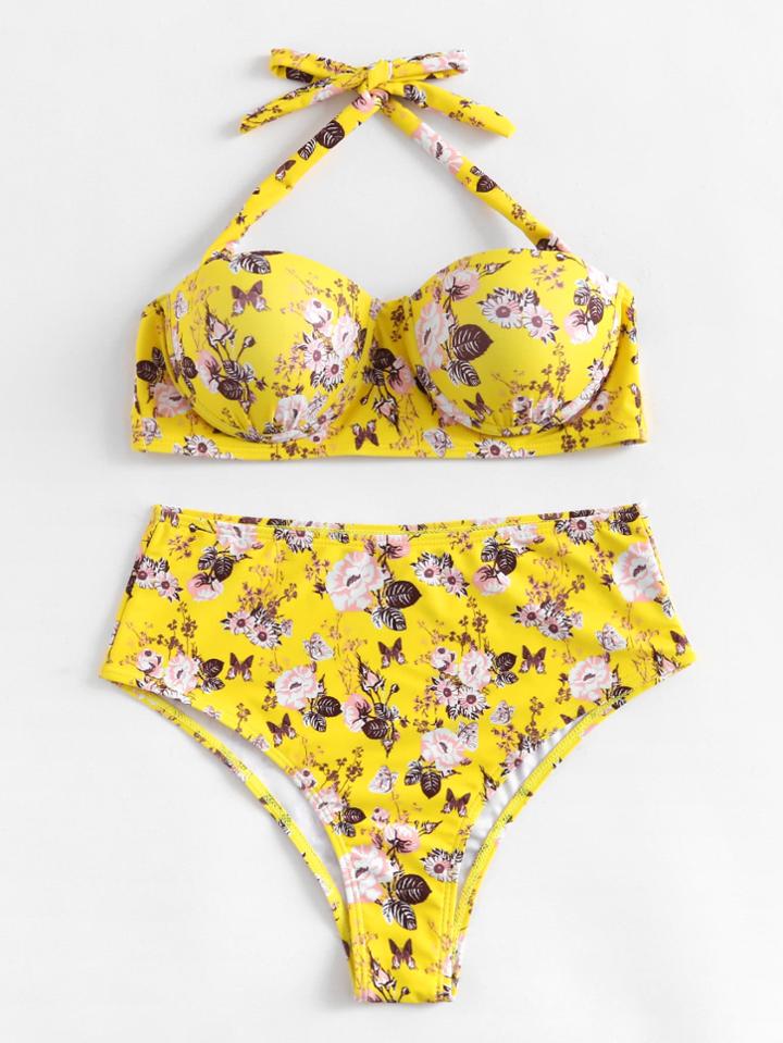 Shein Calico Print Underwire Bikini Set