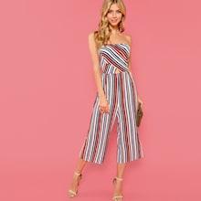 Shein Cut And Sew Cut Out Striped Tube Jumpsuit