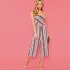 Shein Cut And Sew Cut Out Striped Tube Jumpsuit