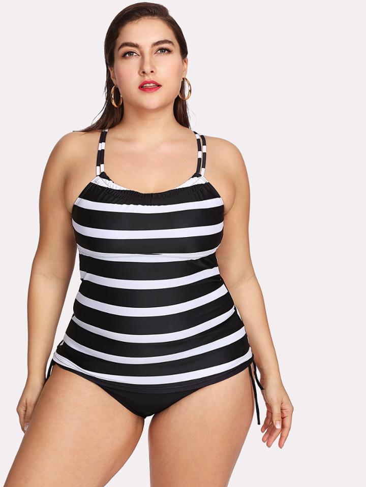 Shein Tie Side Striped Tankini Set