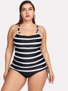 Shein Tie Side Striped Tankini Set
