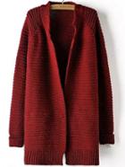 Shein Red Long Sleeve Striped Patterned Cardigan