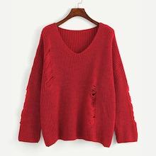 Shein Plus Drop Shoulder Ripped Jumper