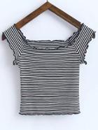 Shein Contrast Striped Scoop Neck T-shirt