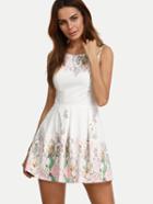 Shein Floral Print U Back Skater Dress