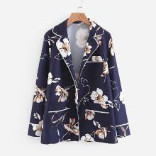 Shein Contrast Binding Florals Shirt