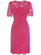 Shein Hot Pink Contrast Lace Sheath Dress