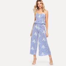 Shein Mixed Print Ruffle Cami Top & Pants Co-ord